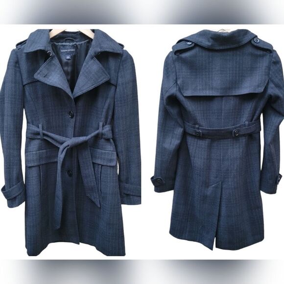 80% wool warm plaid check trench coat as seen on Kate Middleton size L - Picture 2 of 11